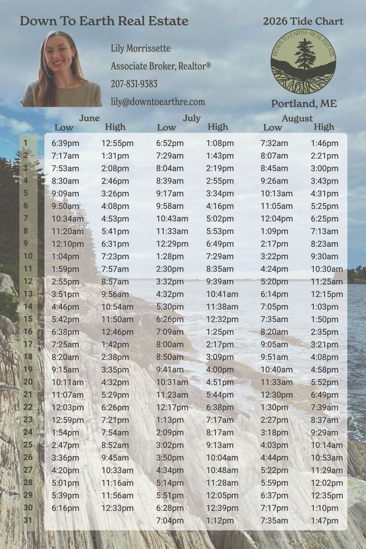 Down To Earth Real Estate custom tide chart