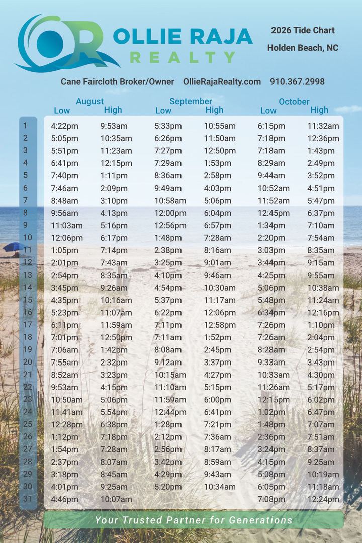 Ollie Raja Realty custom tide chart